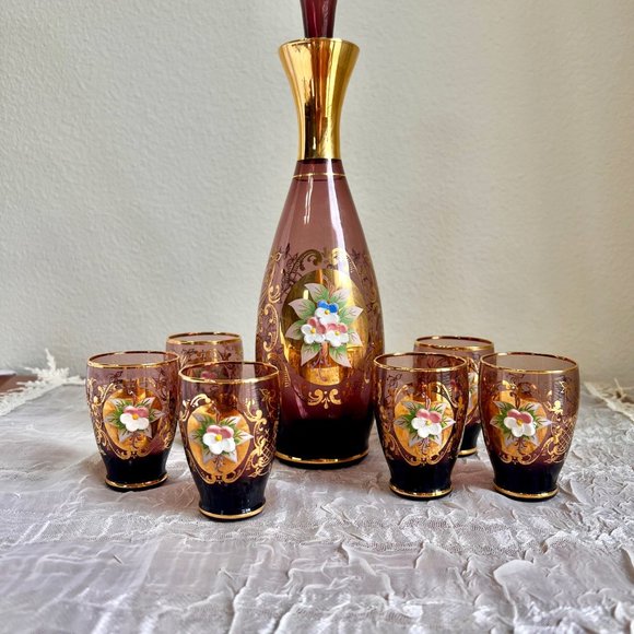 Murano Italian Decanter, Italian Glass, Vintage Barware, Italian Drinkware - Picture 2 of 10